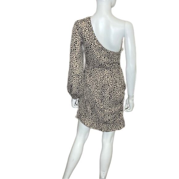 LE LIS One Shoulder Cable Cheetah Print Cinch Dress Women’s Sz S - Picture 3 of 6